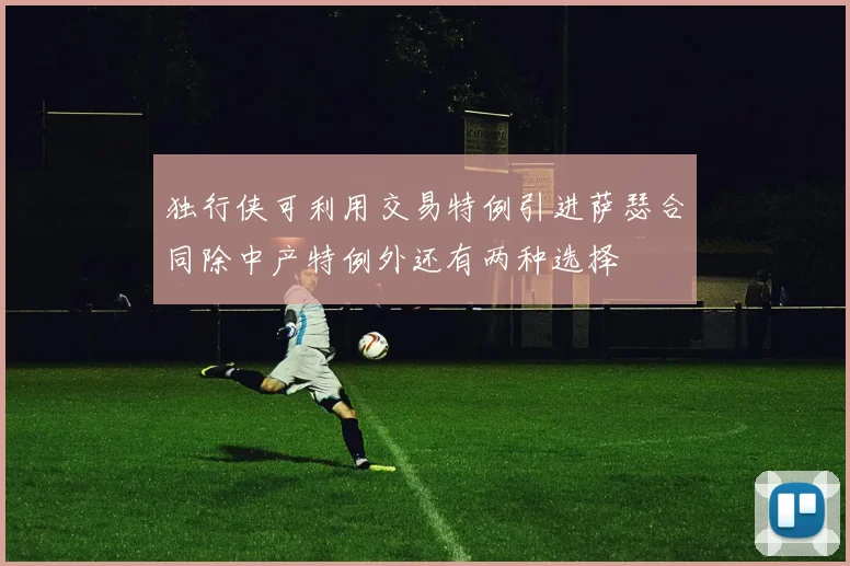 独行侠可利用交易特例引进萨瑟合同除中产特例外还有两种选择